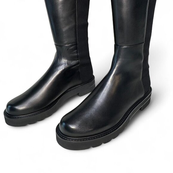 Stuart Weitzman 5050 Lift Over the Knee Flat Leather Boots Black, NEW IN BOX - 7 - Picture 16 of 16